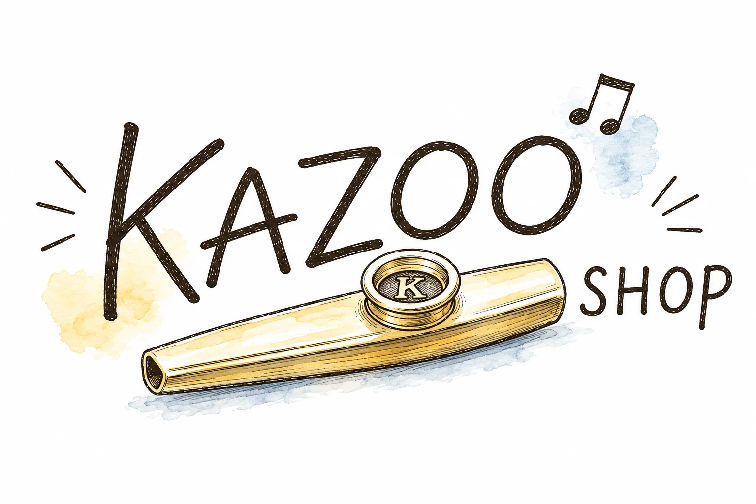 水彩と線画で描いたKAZOO shopの看板